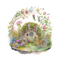 Aquarell Pastell- Fee Garten Clip Art ai generativ png