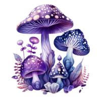 aquarelle mystique champignons clipart ai génératif png