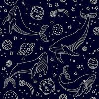 Vector pattern with whales in open space