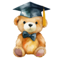 Cute Teddy Bear Graduation Clipart watercolor t-shirt design, transparent background, png