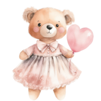 carino ragazza orsacchiotto orso acquerello maglietta disegno, trasparente sfondo, ai generato png