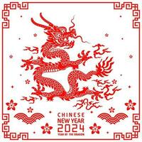 Happy chinese new year 2024 year of the chinese dragon zodiac vector