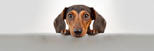 Dachshund macro photography white minimalist. photo