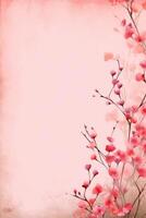 light pink background paper texture tiny petal flower painting in watercolor style. photo
