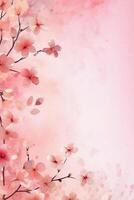 light pink background paper texture tiny petal flower painting in watercolor style. photo