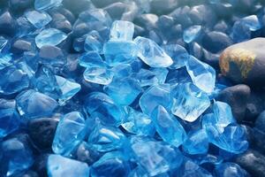 Blue and White Cristal stones like ocean in water. photo