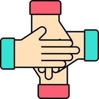 Flat Illustration Of Putting Hands For Unity Colorful Icon. vector