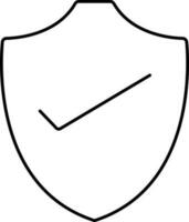 Check Shield Icon Or Symbol In Line Art. vector