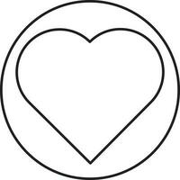 Black Linear Style Heart Circle Icon. vector