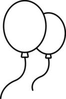 Two Fly Balloons Black Linear Icon. vector