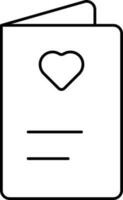 aislado corazón símbolo tarjeta negro contorno icono. vector