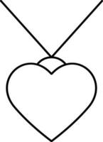 Black Linear Style Heart Pendant Icon. vector