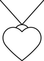 Black Linear Style Heart Pendant Icon. vector