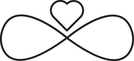 Black Linear Style Infinite Love Icon Or Symbol. vector