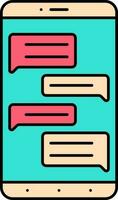 Flat Style Mobile Chat Icon In Yellow And Red Color. vector