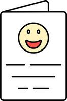 Yellow Cheerful Emoji Card Icon In Flat Style. vector