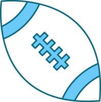 aislado azul y blanco rugby pelota plano icono. vector