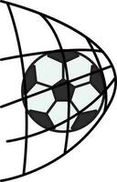 Soccer Ball In Gate Net Icon In Grey And White Color. vector