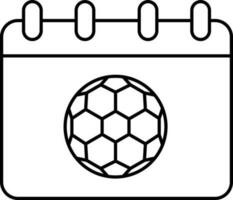 Illustration Of Football With Calendar Line Art Icon. vector