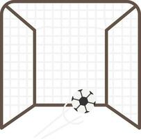 Soccer Ball In Net Icon In Grey Color. vector