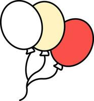 Flat Illustration Of Tri Color Balloons Fly Icon. vector