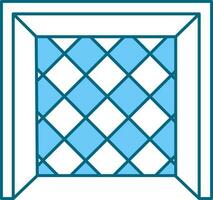 Soccer Ball In Net Icon In Blue And White Color. vector