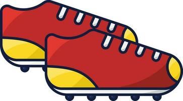 Red And Yellow Spike Shoes Flat Icon. vector