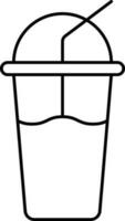 Drink Disposable Glass With Straw Outline Icon. vector