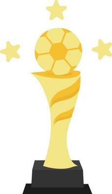 Yellow Football Trophy Icon In Flat Style.