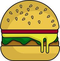 vistoso hamburguesa icono en plano estilo. vector