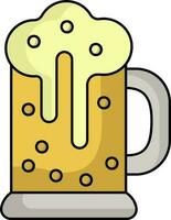 Yellow Beer Glass Icon In Flat Style. vector