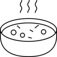 Hot Gravy Or Soup Bowl Icon In Stroke Style. vector