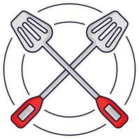 Illustration Of Cross Spatula Against Circles Background. vector