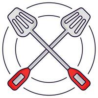 Illustration Of Cross Spatula Against Circles Background. vector