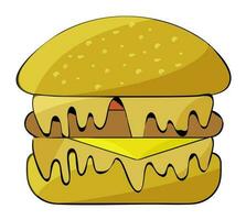 Flat Style Burger Element On White Background. vector