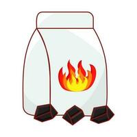 Fire Symbol Packet With Coal Stack On White Background. vector