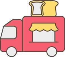 Sliced Bread Symbol Truck Stall Icon In Red And Yellow Color. vector