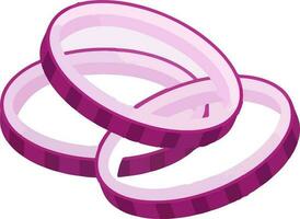 Ring Shaped Onion Slices In 3D Style. vector