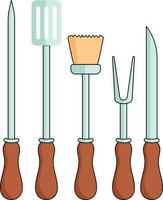 Babeque Utensils Icon In Grey And Brown Color. vector