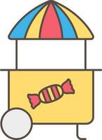 Flat Style Colorful Toffee Food Cart Icon. vector