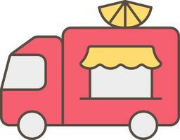 Lemon Symbol Truck Stall Red And Yellow Icon. vector