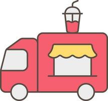 Isolated Soft Drink Truck Stall Icon In Red And Yellow Color. vector
