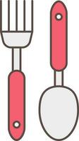 Fork And Spoon Icon In Red And Gray Color. vector