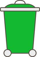 Isolated Dustbin Icon In Green Color. vector