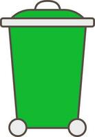 Isolated Dustbin Icon In Green Color. vector