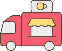 Tea Or Coffee Truck Stall Icon In Red And Yellow Color. vector
