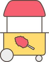 Candyfloss Cart Icon In Red And Yellow Color. vector