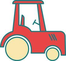 Flat Style Tractor Red And Yellow Icon. vector