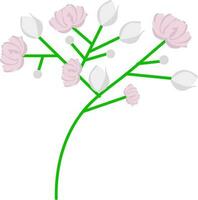 Pink And White Flower Branch Icon In Flat Style. vector