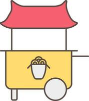 Illustration Of Noodle Food Cart Icon In Red And Yellow Color. vector